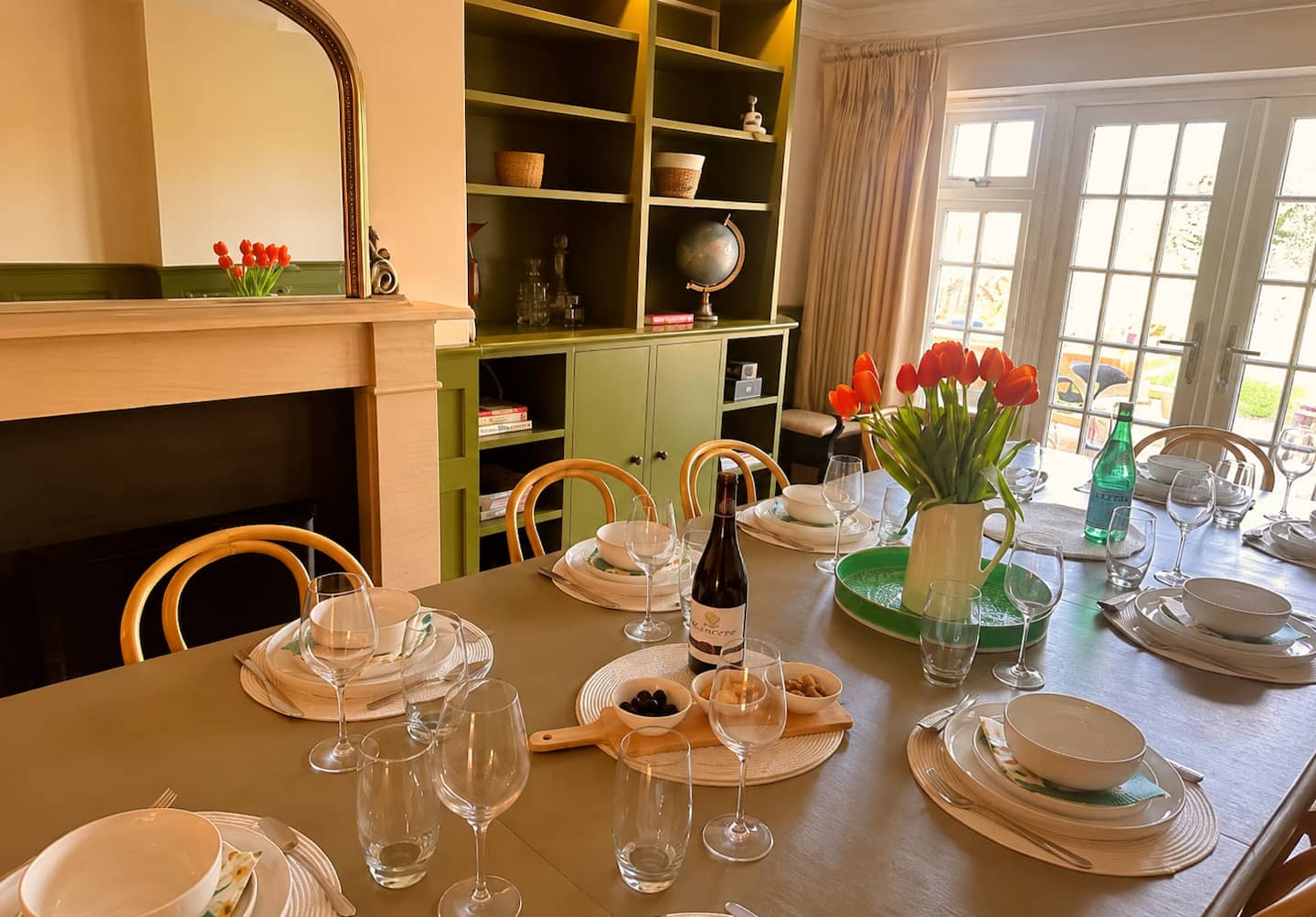 Dining table laid for guests